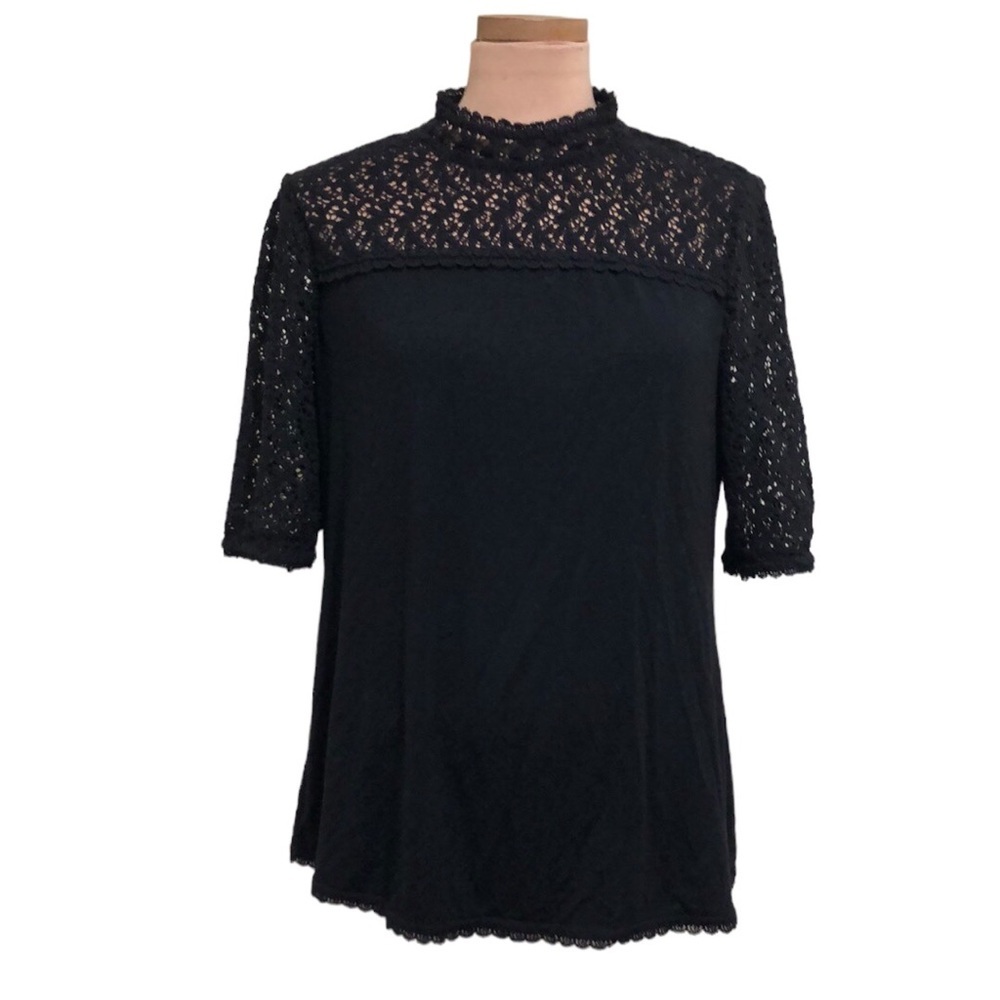 Boden Blouse Size US 10 Black Lace Pullover